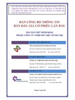 BẢN CÔNG BỐ THÔNG TIN BÁN ĐẤU GIÁ CỔ PHIẾU LẦN ĐẦU