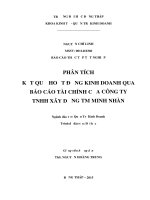 Phân tích báo cáo kết quả hoạt động kinh doanh của công ty TNHH Minh Nhàn