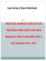 PHÂN TÍCH, ĐÁNH GIÁ VÀ ĐỀ XUẤT GIẢI PHÁP HOÀN THIỆN CHIẾN LƯỢC KINH DOANH CỦA CÔNG TY BẢO HIỂM CHÂU Á (IAI) GIAI ĐOẠN 2010 – 2015
