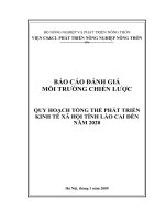 QUY HOẠCH TỔNG THỂ PHÁT TRIỂN KINH TẾ XÃ HỘI TỈNH LÀO CAI ĐẾN NĂM 2020