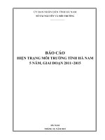 HIỆN TRẠNG MÔI TRƯỜNG TỈNH HÀ NAM 5 NĂM, GIAI ĐOẠN 2011÷2015