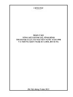 BÁO CÁO TỔNG KẾT ĐÁNH GIÁ TÌNH HÌNH THI HÀNH LUẬT TÀI NGUYÊN NƯỚC NĂM 1998 VÀ NHỮNG KIẾN NGHỊ SỬA ĐỔI, BỔ SUNG
