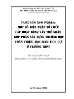 Một số biện pháp tổ chức các hoạt động văn thể nhằm góp phần ” xây dựng trường học thân thiện, học sinh tích cực” ở trường THPT