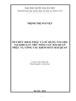 Tổ chức khai thác và dùng tài liệu tại kho lưu trữ tổng cục hải quan phục vụ công tác kiểm soát hải quan”, thay đổi năm 2014 