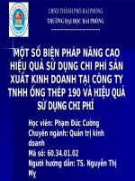 MỘT số BIỆN PHÁP NÂNG CAO HIỆU QUẢ sử DỤNG CHI PHÍ sản XUẤT KINH DOANH tại CÔNG TY TNHH ỐNG THÉP 190 và HIỆU QUẢ sử DỤNG CHI PHÍ