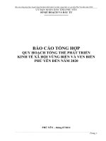Báo cáo tổng hợp Quy hoạch tổng thể phát triển kinh tế xã hội vùng biển và ven biển Phú Yên đến năm 2020
