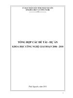 TỔNG HỢP CÁC ĐỀ TÀI - DỰ ÁN KHOA HỌC CÔNG NGHỆ GIAI ĐOẠN 2006 - 2010