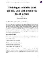 Hệ thống các chỉ tiêu đánh giá hiệu quả kinh doanh của doanh nghiệp