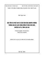 Bảo tồn và phát huy di sản văn hóa người HMông thông qua du lịch cộng đồng ở bản Sín Chải, huyện Sapa, tỉnh Lào Cai (Tóm tắt)