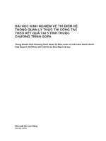 BÀI HỌC KINH NGHIỆM VỀ THÍ ĐIỂM HỆ THỐNG QUẢN LÝ THỰC THI CÔNG TÁC THEO KẾT QUẢ TẠI 5 TỈNH THUỘC CHƯƠNG TRÌNH GOPA