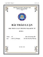 Tiểu luận môn luật thương mại chủ đề luật thương mại quốc tế