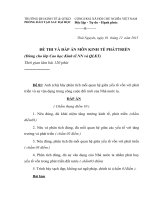 đề thi và đáp án môn kinh tế phát triển dành cho đối tượng học viên cao học kinh tế nông nghiệp và quản lý kinh tế
