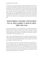 KINH NGHIỆM VÀ BÀI HỌC CHUYỂN DỊCH CƠ CẤU NÔNG NGHIỆP VÀ KINH TẾ NÔNG THÔN VIỆT NAM