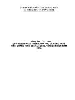 QUY HOẠCH PHÁT TRIỂN KHOA HỌC VÀ CÔNG NGHỆ TỈNH QUẢNG NINH ĐẾN NĂM 2020, TẦM NHÌN ĐẾN NĂM 2030