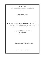 các yếu tố tác động đến nợ xấu của các ngân hàng thương mại việt nam