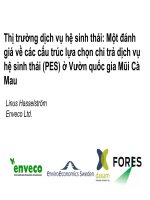 Một đánh giá về các cấu trúc lựa chọn chi trả dịch vụ hệ sinh thái PES ở vườn quốc gia mũi cà mau 