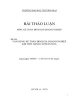 Tiểu luận môn kế toán định giá doanh nghiệp vận dụng kế toán định giá doanh nghiệp khi tiến hành cổ phần hóa 