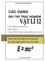 các dạng bài tập trắc nghiệm vật lý  12 luyện thi thpt quốc gia full đáp án