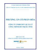 PHƯƠNG ÁN CỔ PHẦN HÓA CÔNG TY TNHH MTV QUẢN LÝ CÔNG TRÌNH ĐÔ THỊ HÀ TĨNH ĐƠN VỊ TƢ VẤN CÔNG TY CỔ PHẦN CHỨNG KHOÁN BẢO VIỆT