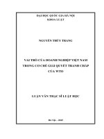 Vai trò của doanh nghiệp việt nam trong cơ chế giải quyết tranh chấp của WTO