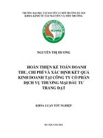 HOÀN THIỆN KẾ TOÁN DOANH THU, CHI PHÍ VÀ XÁC ĐỊNH KẾT QUẢ KINH DOANH TẠI CÔNG TY CỔ PHẦN DỊCH VỤ THƯƠNG MẠI ĐẦU TƯ TRANG ĐẠT