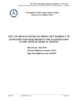 YÊU CẦU BỔ SUNG ĐÁNH GIÁ PHÒNG XÉT NGHIỆM Y TẾ SUPPLEMENTARY REQUIREMENT FOR ACCREDITATION IN THE FIELD OF MEDICAL TESTING