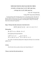 THÊM MỘT PHƯƠNG PHÁP GIẢI PHƯƠNG TRÌNH CÓ CHỨA CĂN BẬC HAI VÀ LŨY THỪA BẬC HAI, CĂN BẬC BA VÀ LŨY THỪA BẬC BA