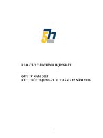 BÁO CÁO TÀI CHÍNH HỢP NHẤT QUÝ IV NĂM 2015 KẾT THÚC TẠI NGÀY 31 THÁNG 12 NĂM 2015