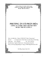 PHƯƠNG ÁN CỔ PHẦN HÓA CÔNG TY TNHH MỘT THÀNH VIÊN DƯỢC TRUNG ƢƠNG 3