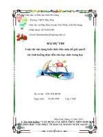 VẬN DỤNG KIẾN THỨC môn SINH HỌC; GDCD, HÓA HỌC VÀO THỰC tế BẢO vệ NGUỒN nước SẠCH 