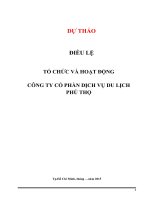 TỔ CHỨC VÀ HOẠT ĐỘNG CÔNG TY CỔ PHẦN DỊCH VỤ DU LỊCH PHÚ THỌ