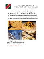 PHÂN TÍCH CHÍNH SÁCH TIỀN TỆ QUÍ I DỰ BÁO LÃI SUẤT, TỶ GIÁ CÁC QUÝ NĂM 2015