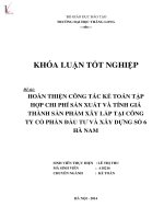 HOÀN THIỆN CÔNG TÁC KẾ TOÁN TẬP HỢP CHI PHÍ SẢN XUẤT VÀ TÍNH GIÁ THÀNH SẢN PHẨM XÂY LẮP TẠI CÔNG TY CỔ PHẦN ĐẦU TƯ VÀ XÂY DỰNG SỐ 6 HÀ NAM