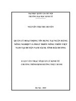 Quản lý hoạt động tín dụng tại ngân hàng nông nghiệp và phát triển nông thôn việt nam tại huyện nam sách, tỉnh hải dương