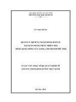Quản lý dịch vụ ngân hàng bán lẻ tại ngân hàng phát triển nhà đồng bằng sông cửu long chi nhánh phú thọ