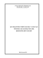 QUY HOẠCH PHÁT TRIỂN GIÁO DỤC VÀ ĐÀO TẠO TỈNH ĐẮK LẮK GIAI ĐOẠN 2011-2020, ĐỊNH HƯỚNG ĐẾN NĂM 2025