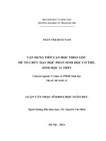 VẬN DỤNG TIẾP CẬN HỌC THEO GÓC  ĐỂ TỔ CHỨC DẠY HỌC PHẦN SINH HỌC CƠ THỂ, SINH HỌC 11 THPT