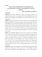 ĐIỀU TRỊ DỊ DẠNG ĐỘNG TĨNH MẠCH NÃO BẰNG XẠ PHẪU GAMMA KNIFE: KINH NGHIỆM TẠI BỆNH VIỆN CHỢ RẪY