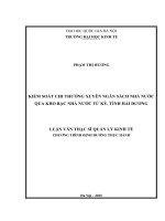 Kiểm soát chi thường xuyên ngân sách nhà nước qua kho bạc nhà nước tứ kỳ, tỉnh hải dương