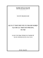 Quản lý thuế đối với các doanh nghiệp tại chi cục thuế đan phượng, hà nội