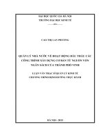 Quản lý nhà nước về hoạt động đấu thầu các công trình xây dựng cơ bản từ nguồn vốn ngân sách của thành phố vinh