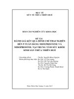 ĐÁNH GIÁ KẾT QUẢ ĐÌNH CHỈ THAI NGHÉN ĐẾN 9 TUẦN BẰNG MIFEPRISTONE VÀ MISOPROSTOL TẠI TRUNG TÂM SỨC KHỎE SINH SẢN THỪA THIÊN HUẾ