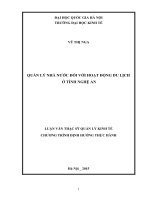 Quản lý nhà nước đối với hoạt động du lịch ở tỉnh nghệ an