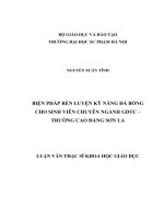 BIỆN PHÁP RÈN LUYỆN KỸ NĂNG ĐÁ BÓNG CHO SINH VIÊN CHUYÊN NGÀNH GDTC – TRƯỜNG CAO ĐẲNG SƠN LA