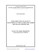 Hoàn thiện công tác quản lý nguồn nhân lực cho các khu công nghiệp trên địa bàn tỉnh Phú Thọ