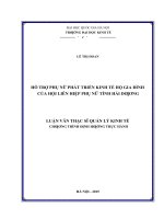 Hỗ trợ phụ nữ phát triển kinh tế hộ gia đình của hội liên hiệp phụ nữ tỉnh hải dương