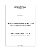 Chính sách khuyến khích phát triển nông nghiệp của tỉnh hà nam