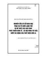 Nghiên cứu cơ sở khoa học phục vụ tổ chức lãnh thổ và đề xuất các giải pháp phát triển kinh tế  xã hội vùng Tây Bắc dưới tác động của công trình thuỷ điện Sơn La