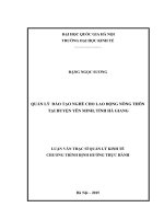 Quản lý đào tạo nghề cho lao động nông thôn tại huyện yên minh, tỉnh hà giang 