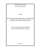 Quản lý hoạt động tín dụng tại ngân hàng chính sách xã hội tỉnh hải dương 